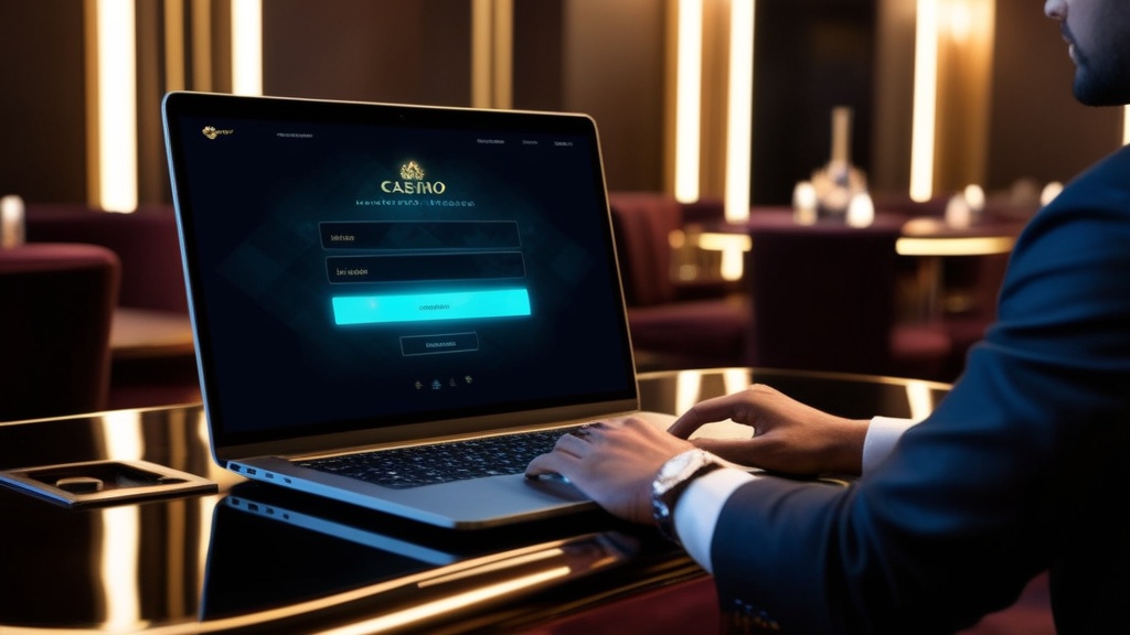 شاشة دخول للحساب داخل أجواء كازينو داكنة مع إضاءة نيون